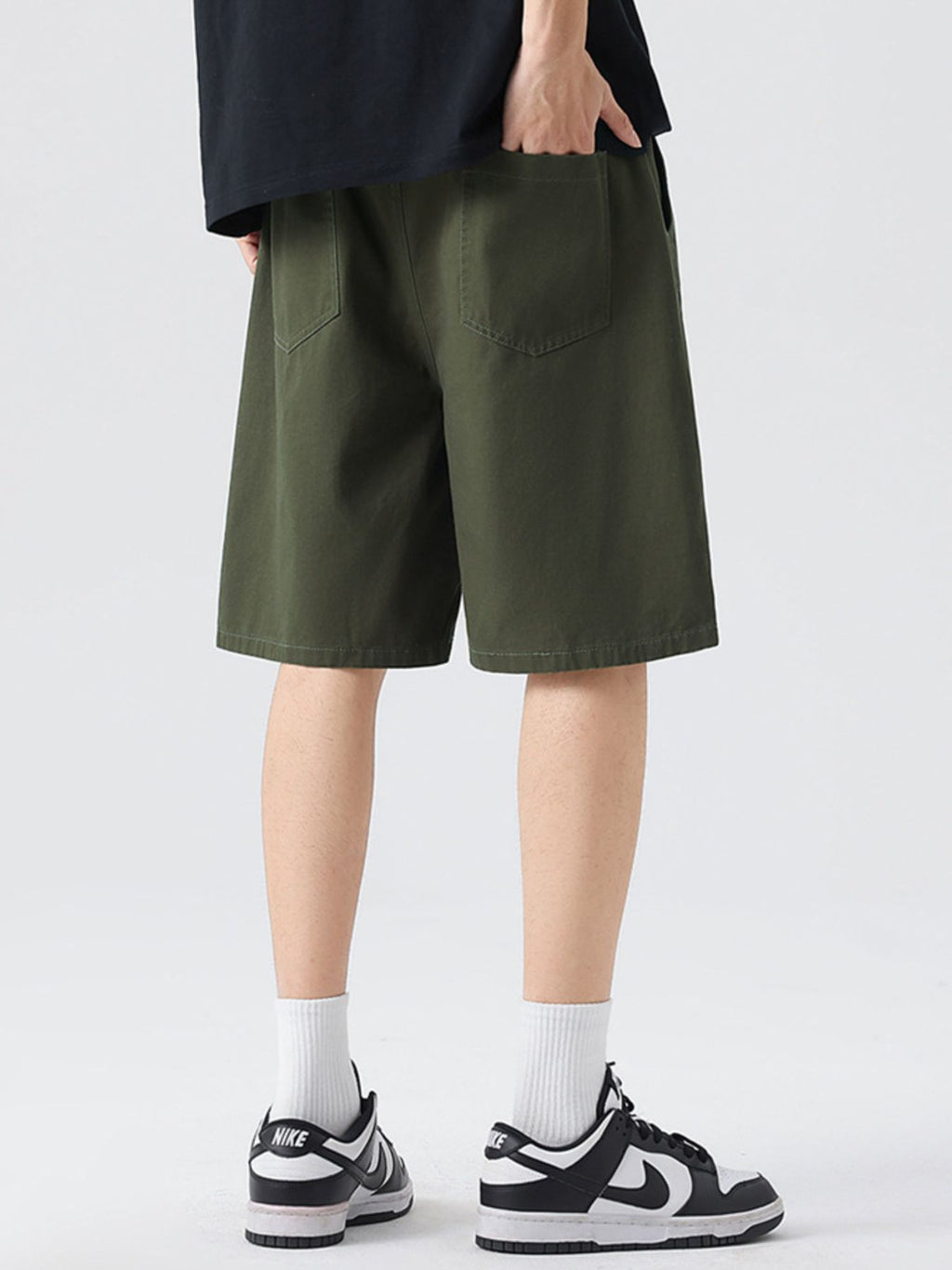 Casual Loose-Fit Drawstring Shorts Plus Size in Military Green for Men