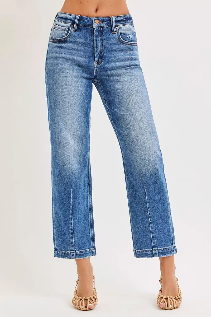 High Rise Crop Boyfriend Tapered Jeans in Dark for Women