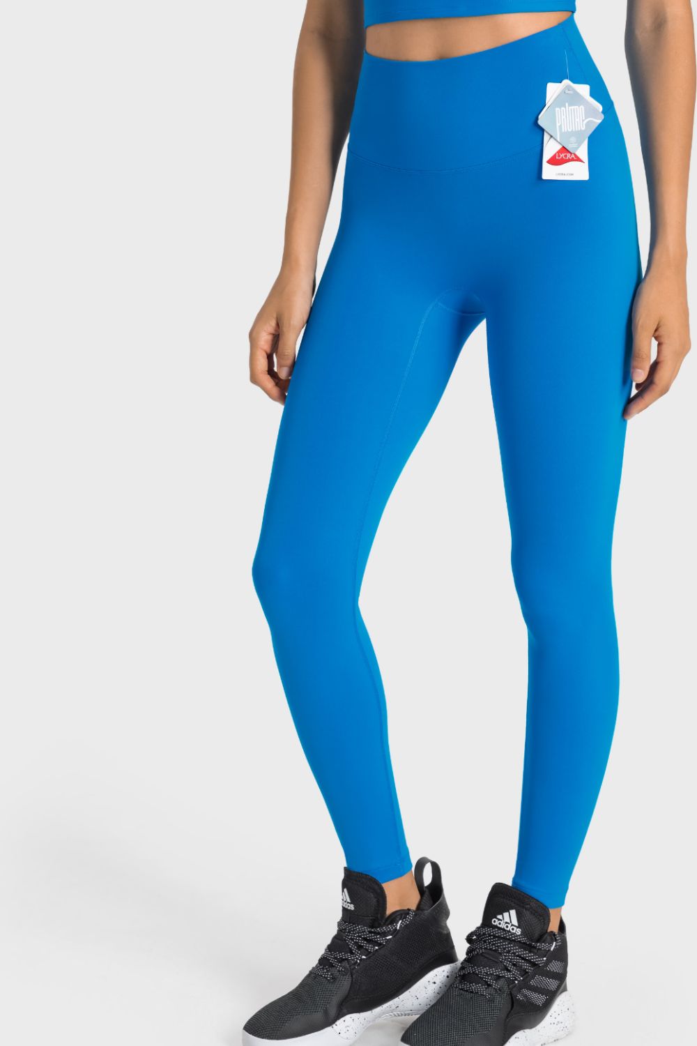 High-Rise Wide Waistband Yoga Leggings in Dark Gray for Women