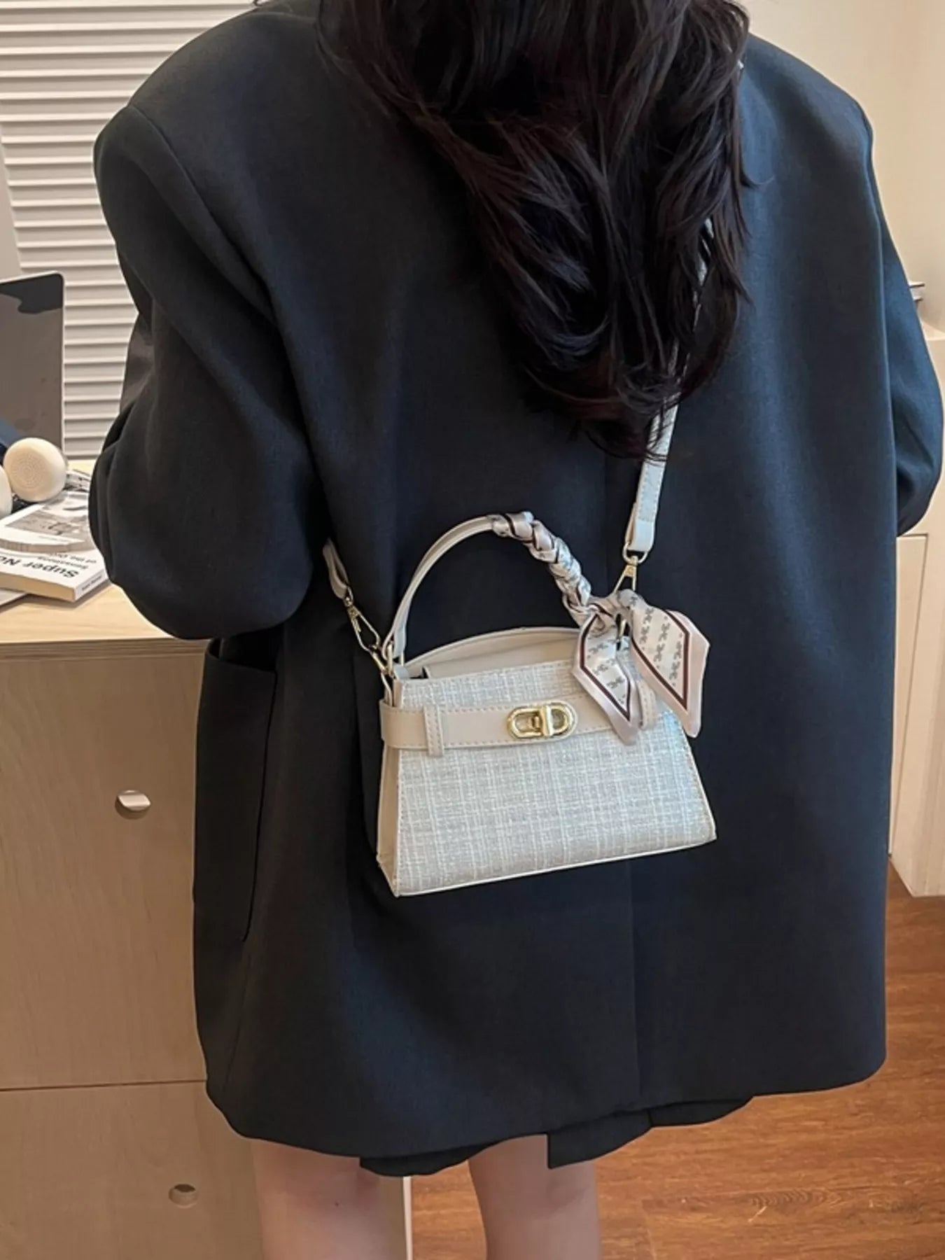 Texture Top Handle Crossbody Bag for Women