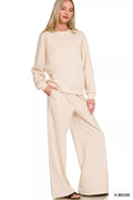 Scuba Crewneck Pullover and Pants Set in H Beige for Women