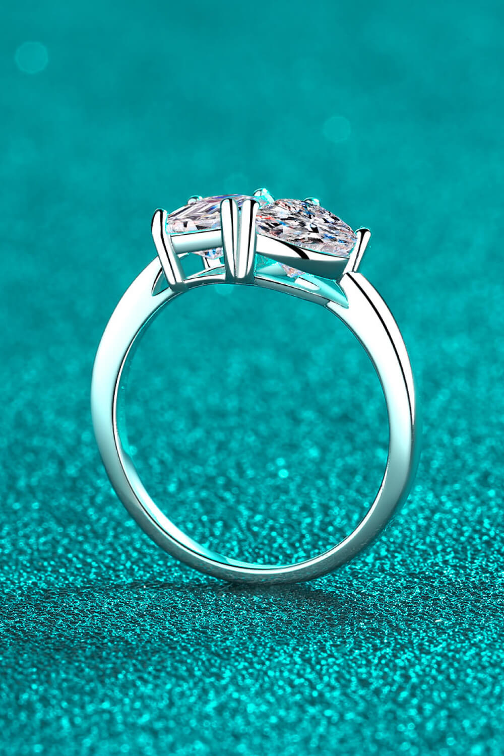 Rhodium-Plated 2 Carat Moissanite Ring in Silver for Women