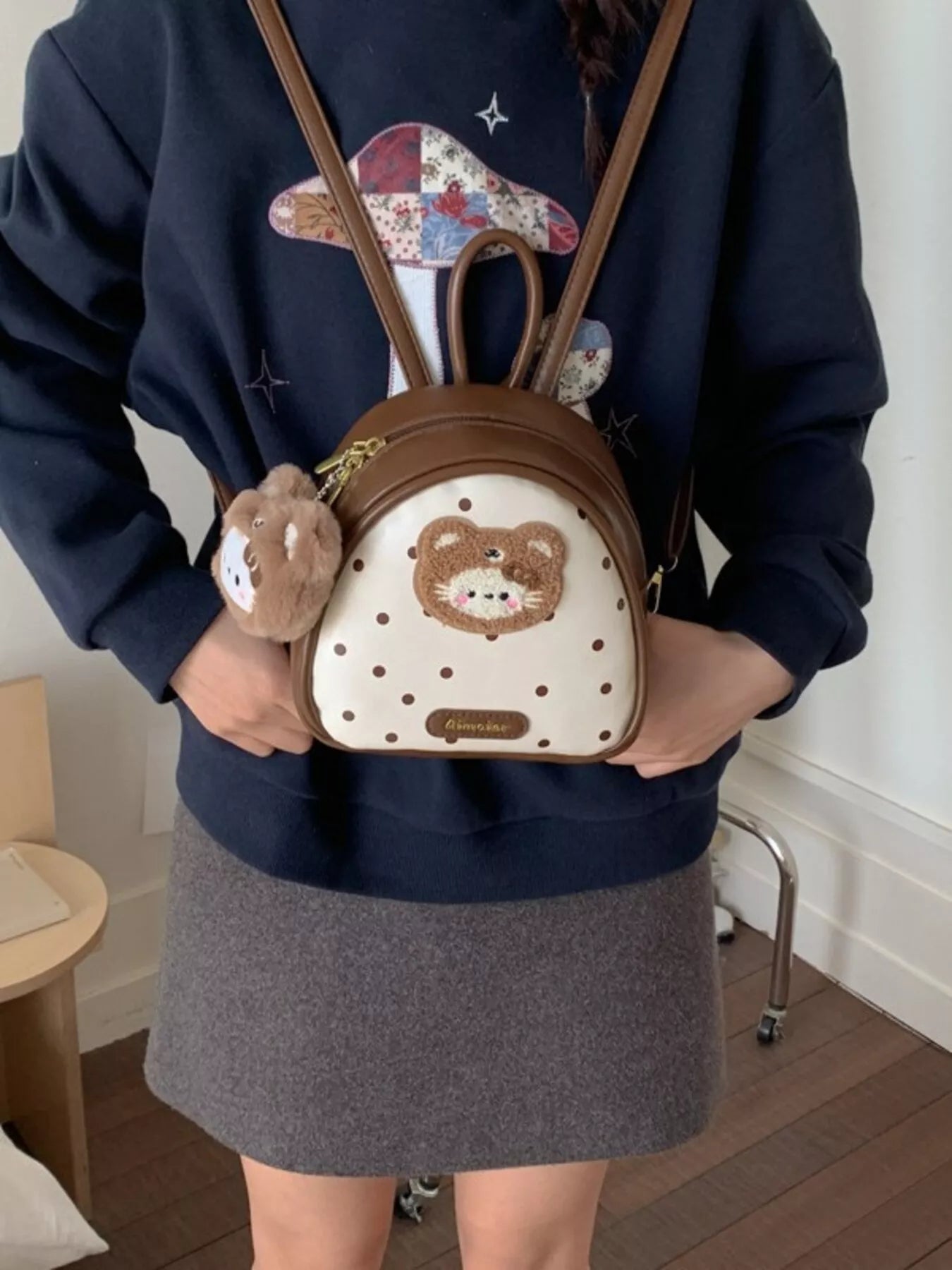 Cartoon Bear Backpack Bag for Women