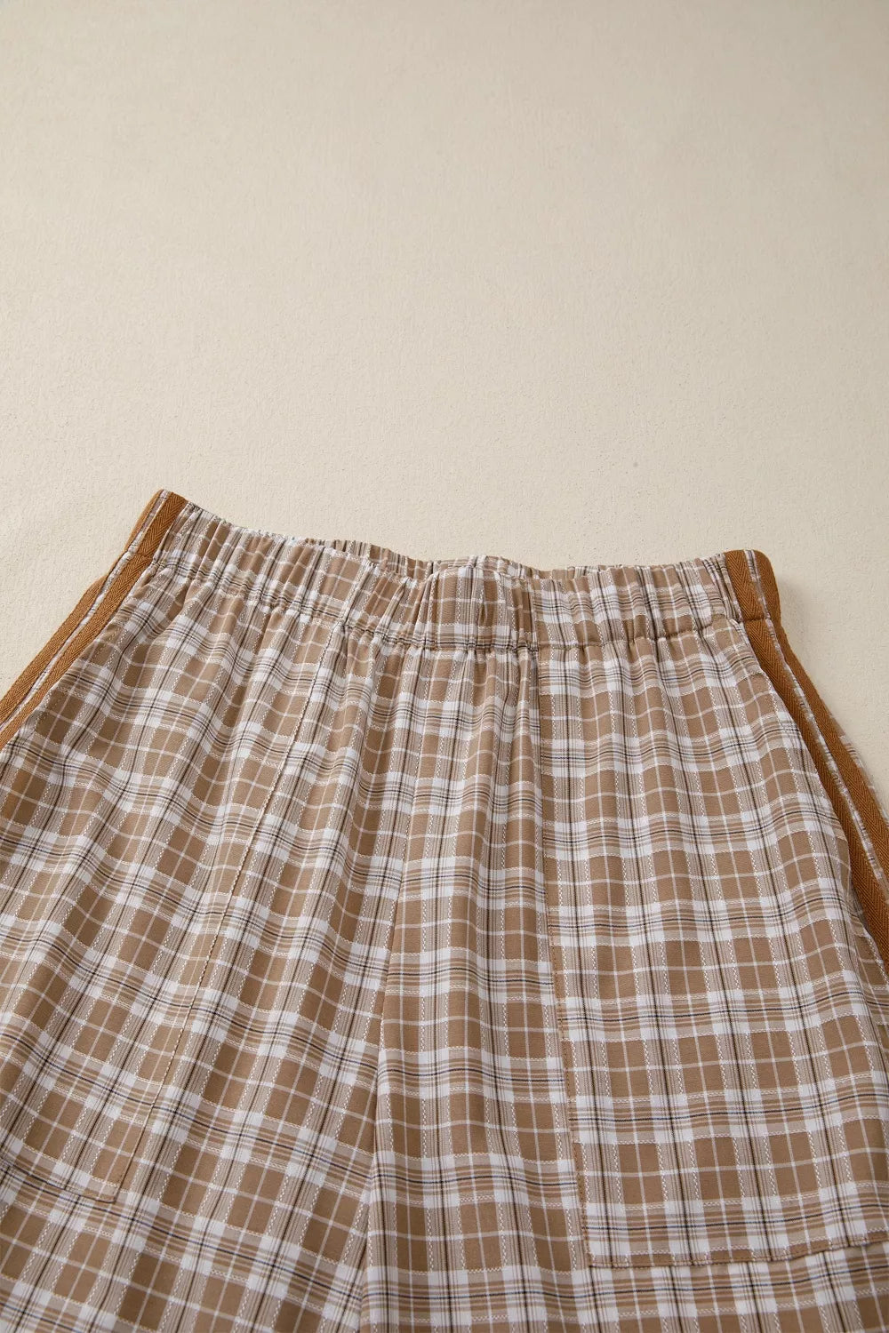 Plaid Print Tie Detail Casual Pants for Women