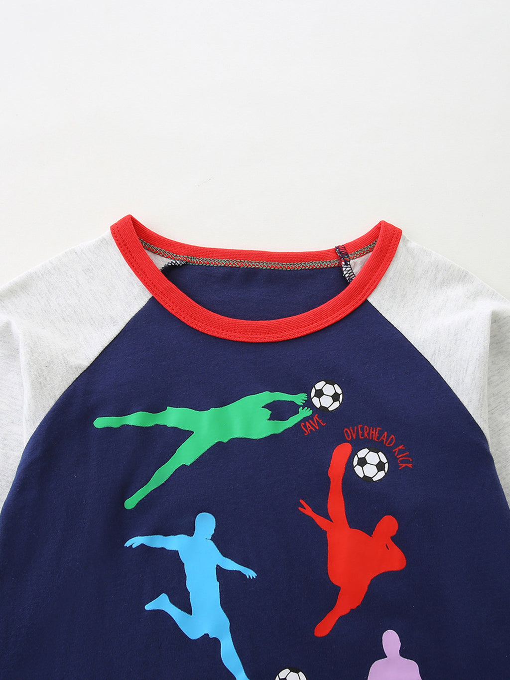 Soccer Player Graphic Long Sleeve T-Shirt in Dark Navy for Boys