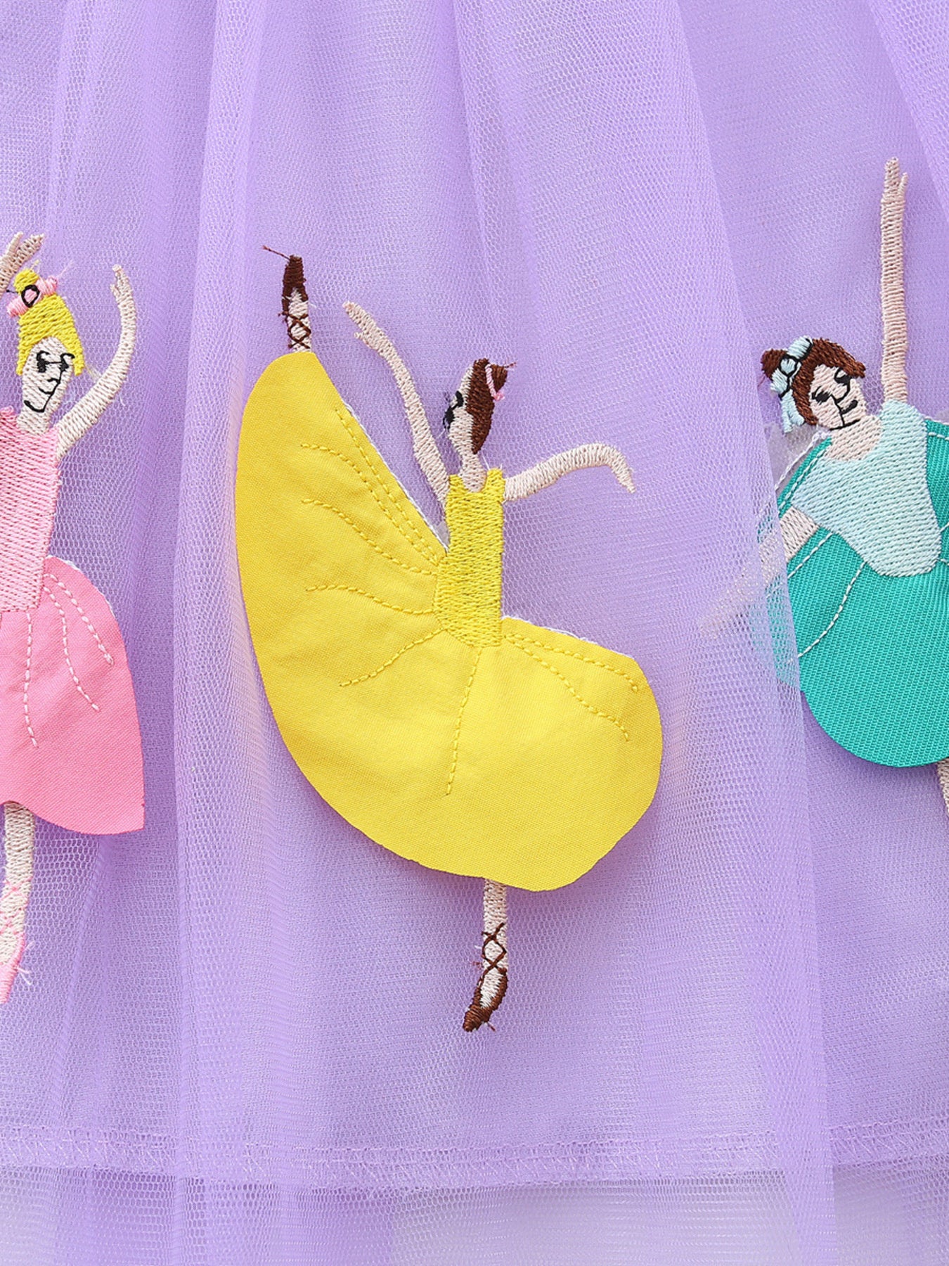 Ballet Dancer Embroidered Tulle Dress in Lavender for Girls