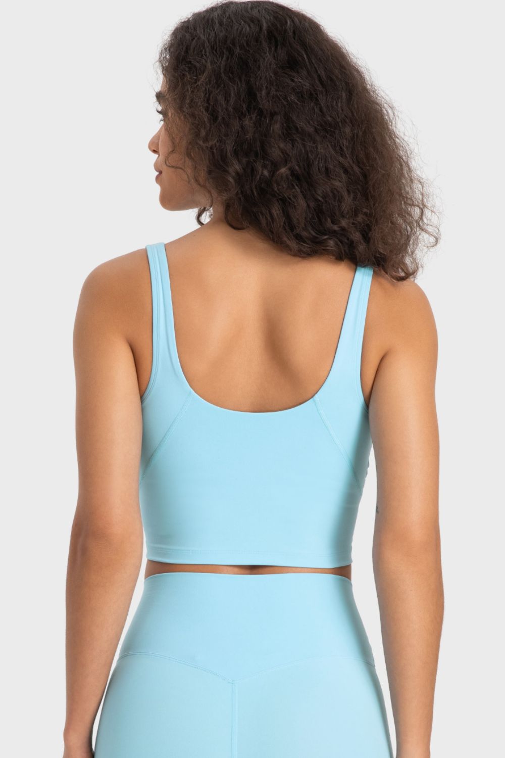 Deep V-Neck Crop Sports Bra in Camel for Women