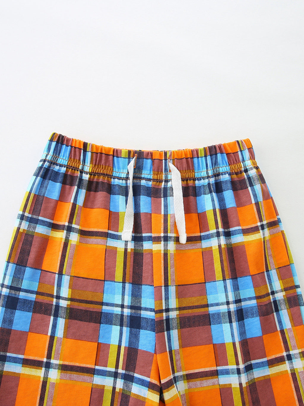 Animal Print Tee & Plaid Shorts Set in Orange for Boys