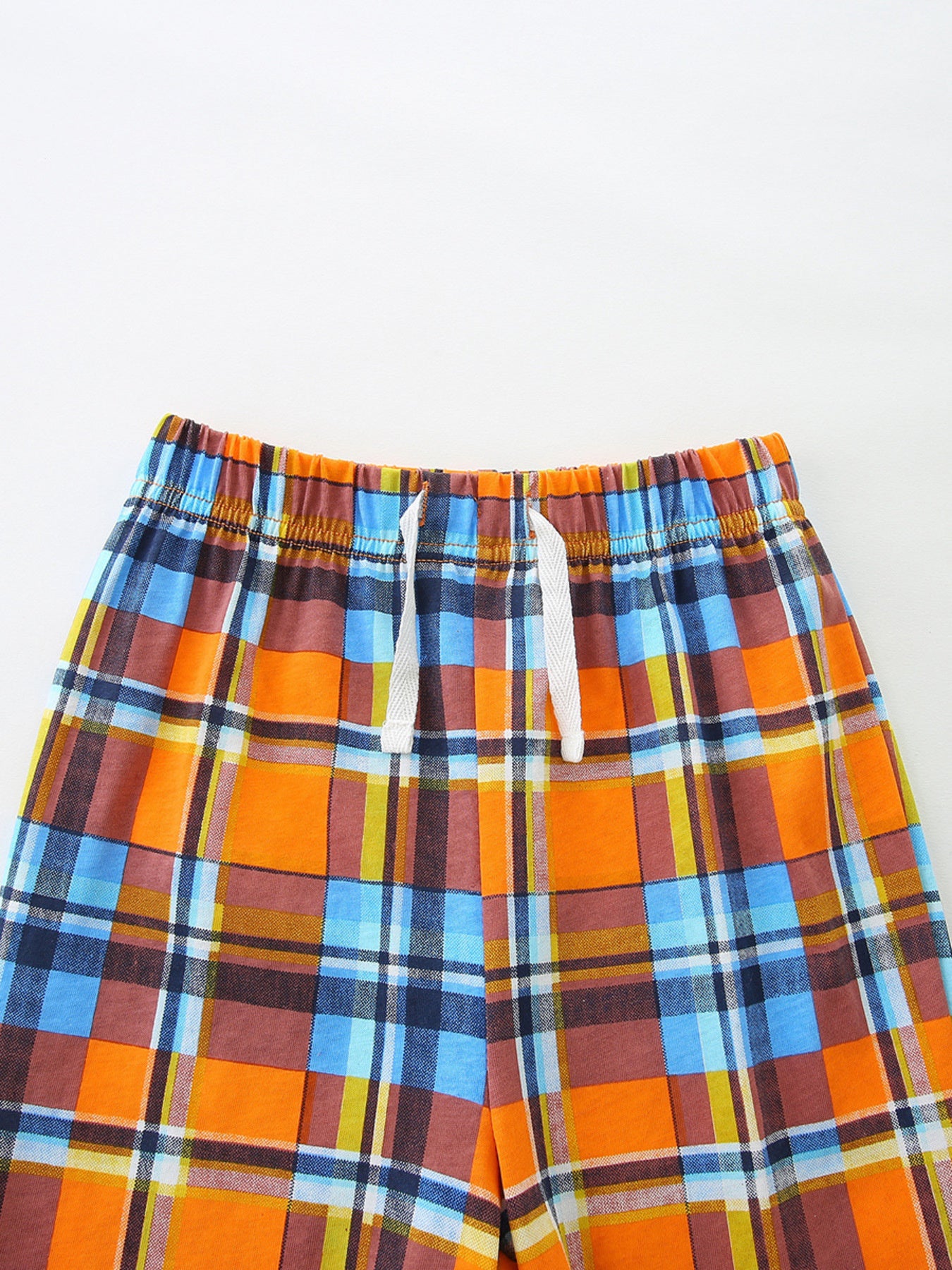 Animal Print Tee & Plaid Shorts Set in Orange for Boys