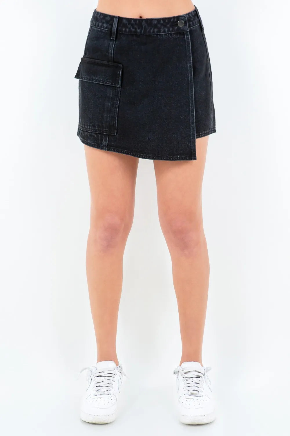 Cargo Pocket Mini Skort in Black for Women