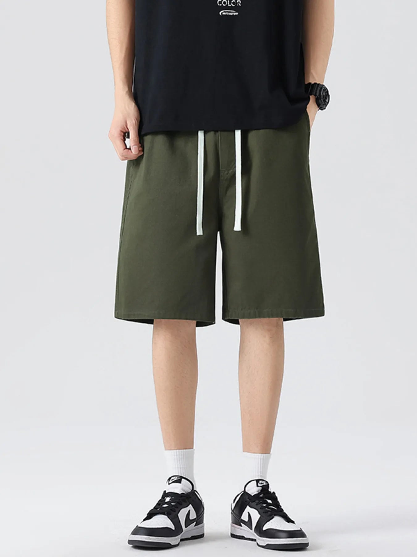 Wide-Leg Shorts Plus Size in Khaki for Men
