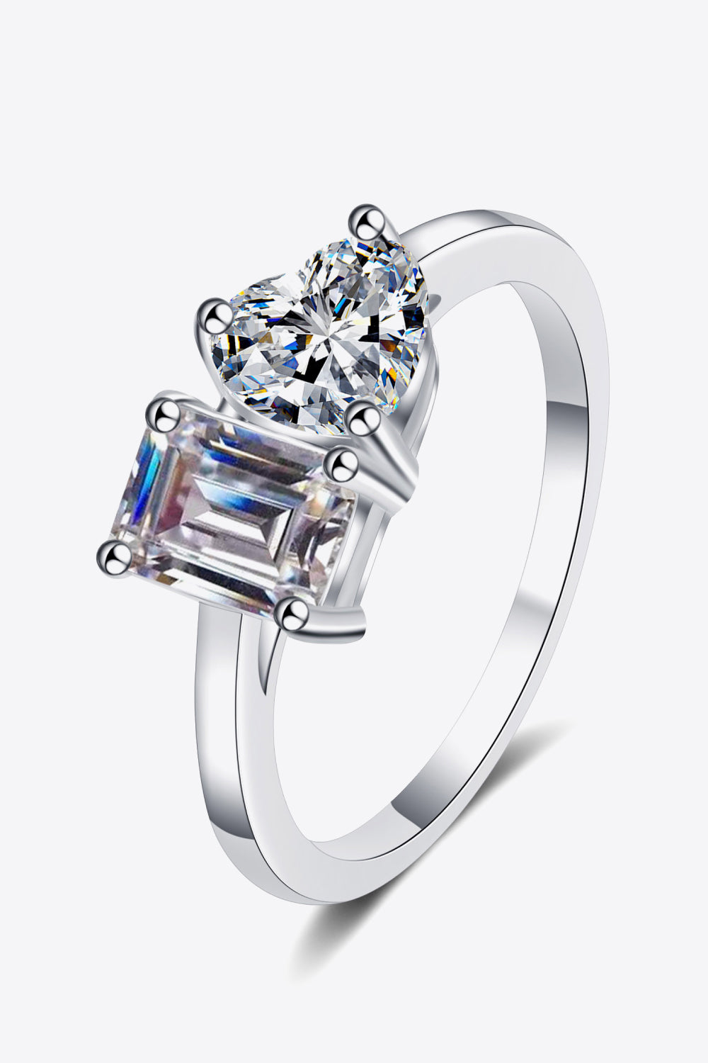 Rhodium-Plated 2 Carat Moissanite Ring in Silver for Women