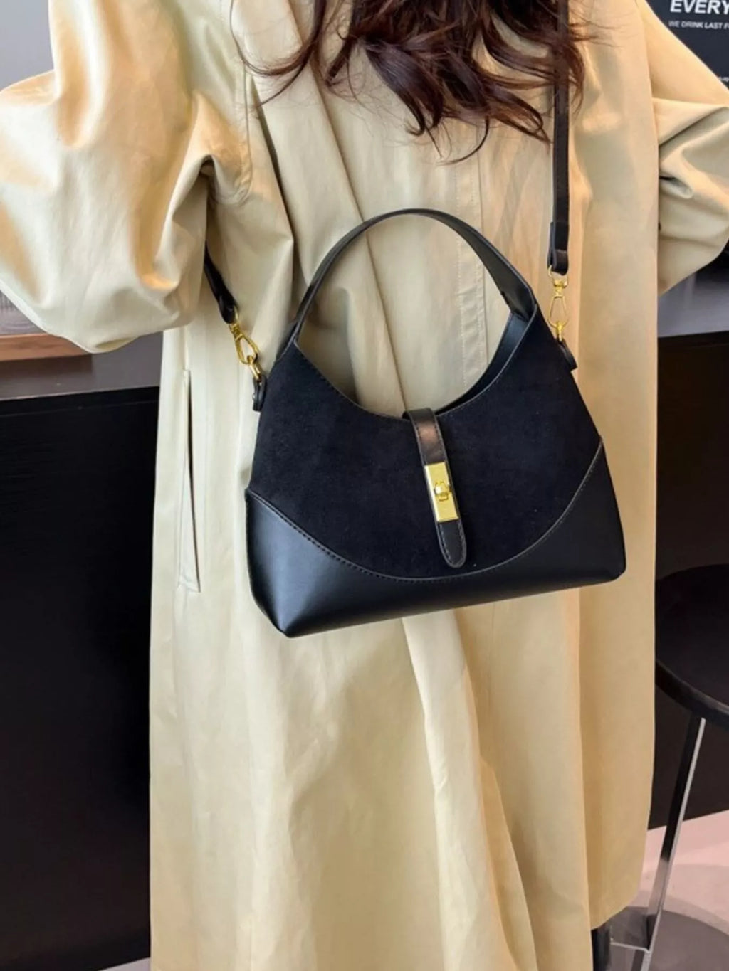 Buckle Leather Shoulder Bag for Women
