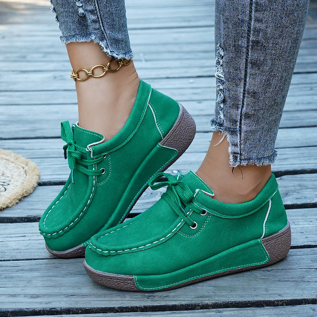 Lace Up Round Toe Sneakers in Red for Women