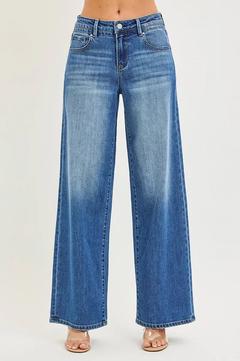 Slouchy Baggy Jeans with Pockets in Medium for Women