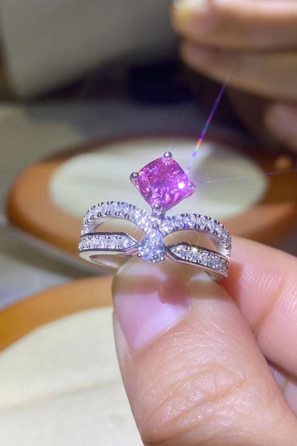 At Your Best 1 Carat Moissanite Ring in Pink for Women
