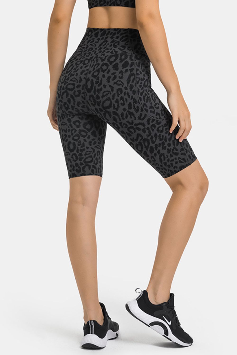 High Waist Biker Shorts with Pockets in Leopard for Women