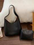 PU Leather Shoulder Bag in Black for Women