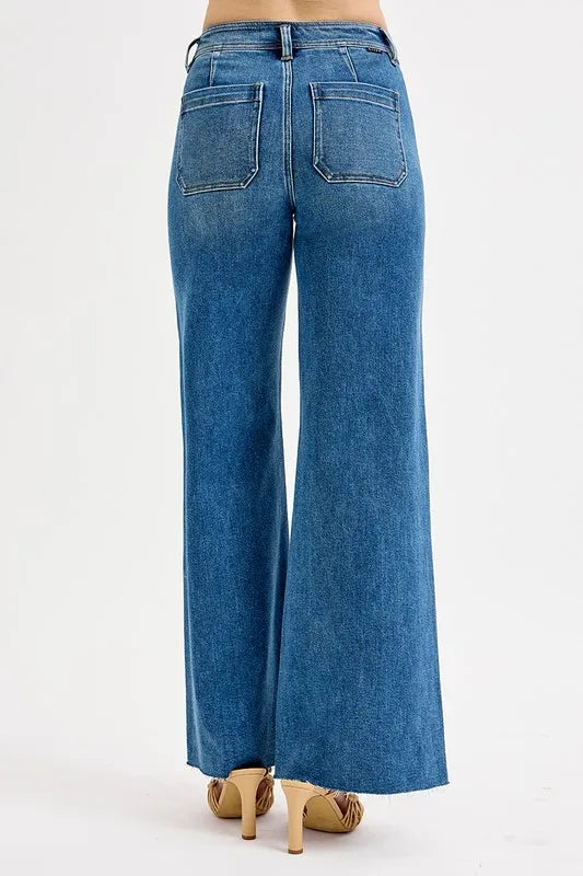 High-Waisted Wide Leg Jeans in Medium for Women