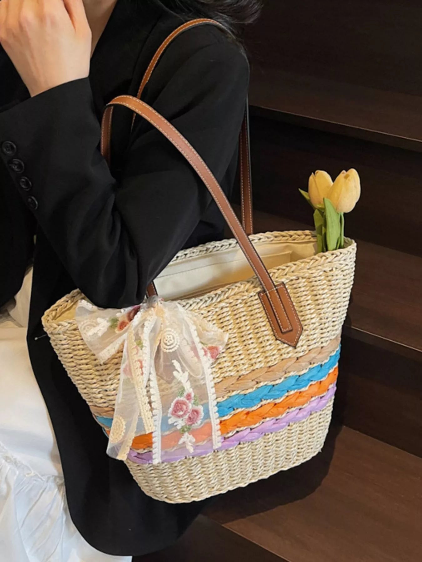 Straw Woven Shoulder Bag for Women
