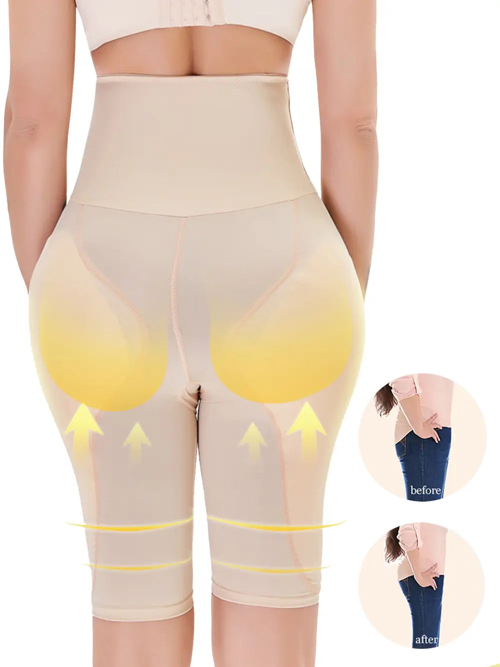 Plus Size Hip Lifting Shaping Shorts in Ivory for Women