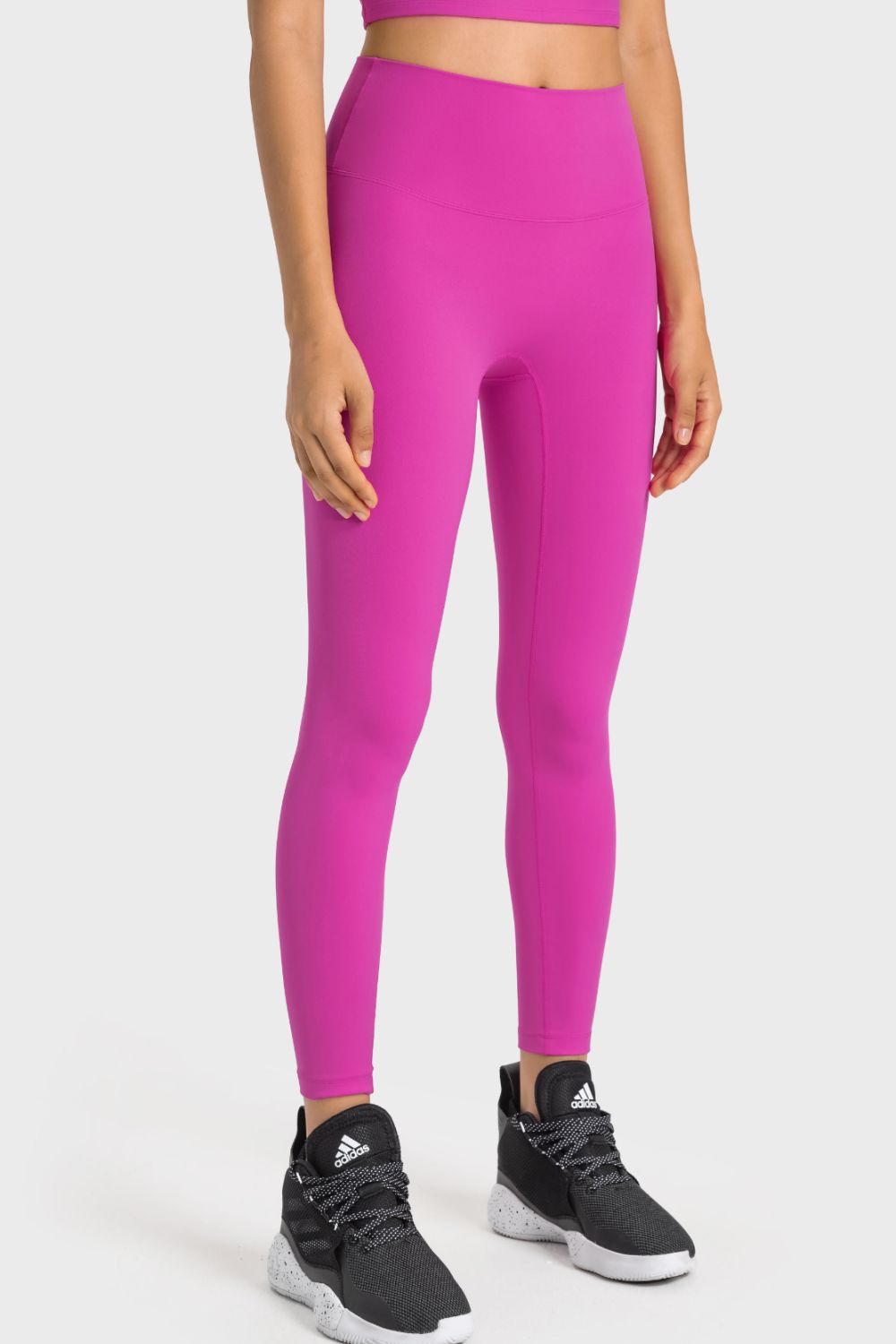 High-Rise Wide Waistband Yoga Leggings in Hot Pink for Women