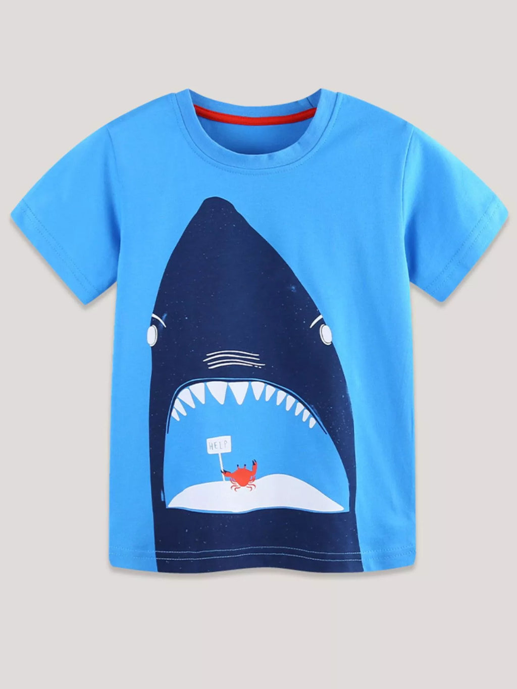 Shark Graphic Short Sleeve T-Shirt in Sky Blue for Boys