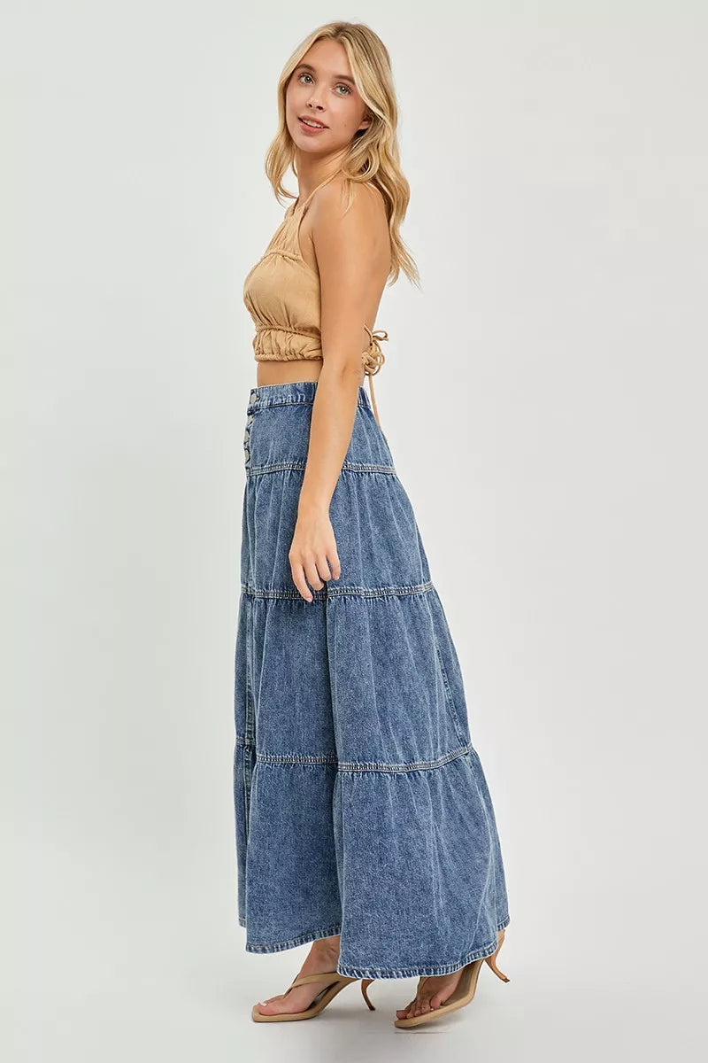 High Rise Ruffle Long Skirts in Medium for Women