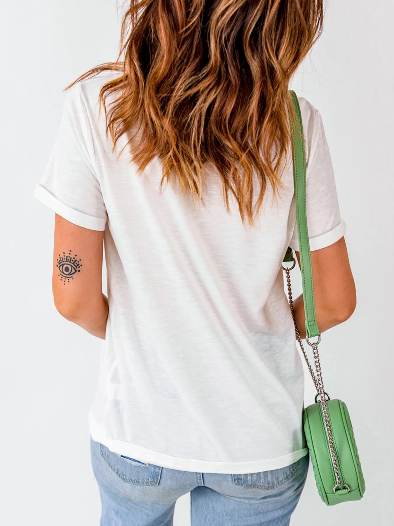 Forever Chasing Sunsets Round Neck T-Shirt in White for Women
