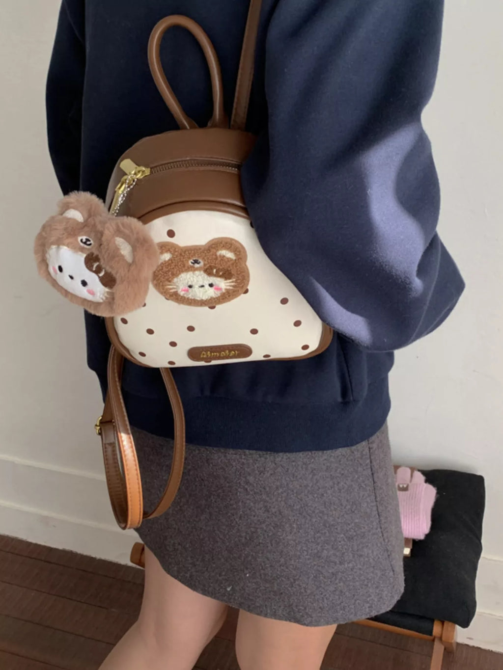 Cartoon Bear Backpack Bag for Women