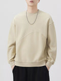 Plus Size Round Neck Long Sleeve Sweatshirt in Light Khaki in Royal Blue for Men
