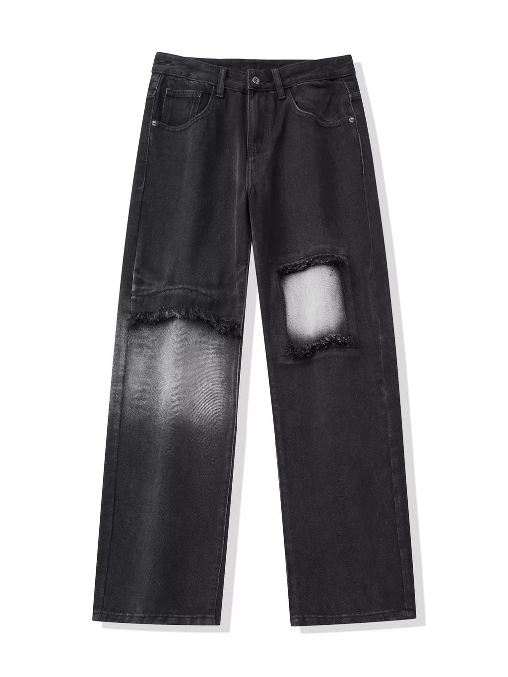 Distressed Loose Fit Jeans in Black for Men