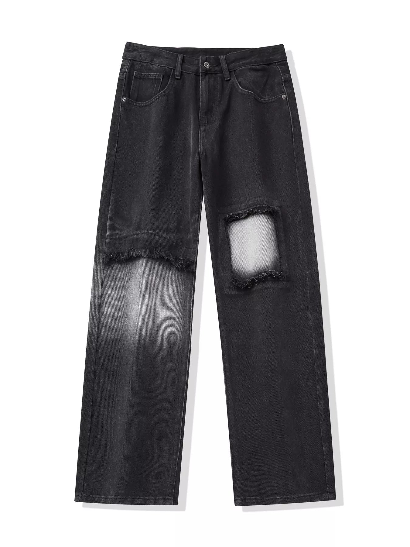 Distressed Loose Fit Jeans in Black for Men