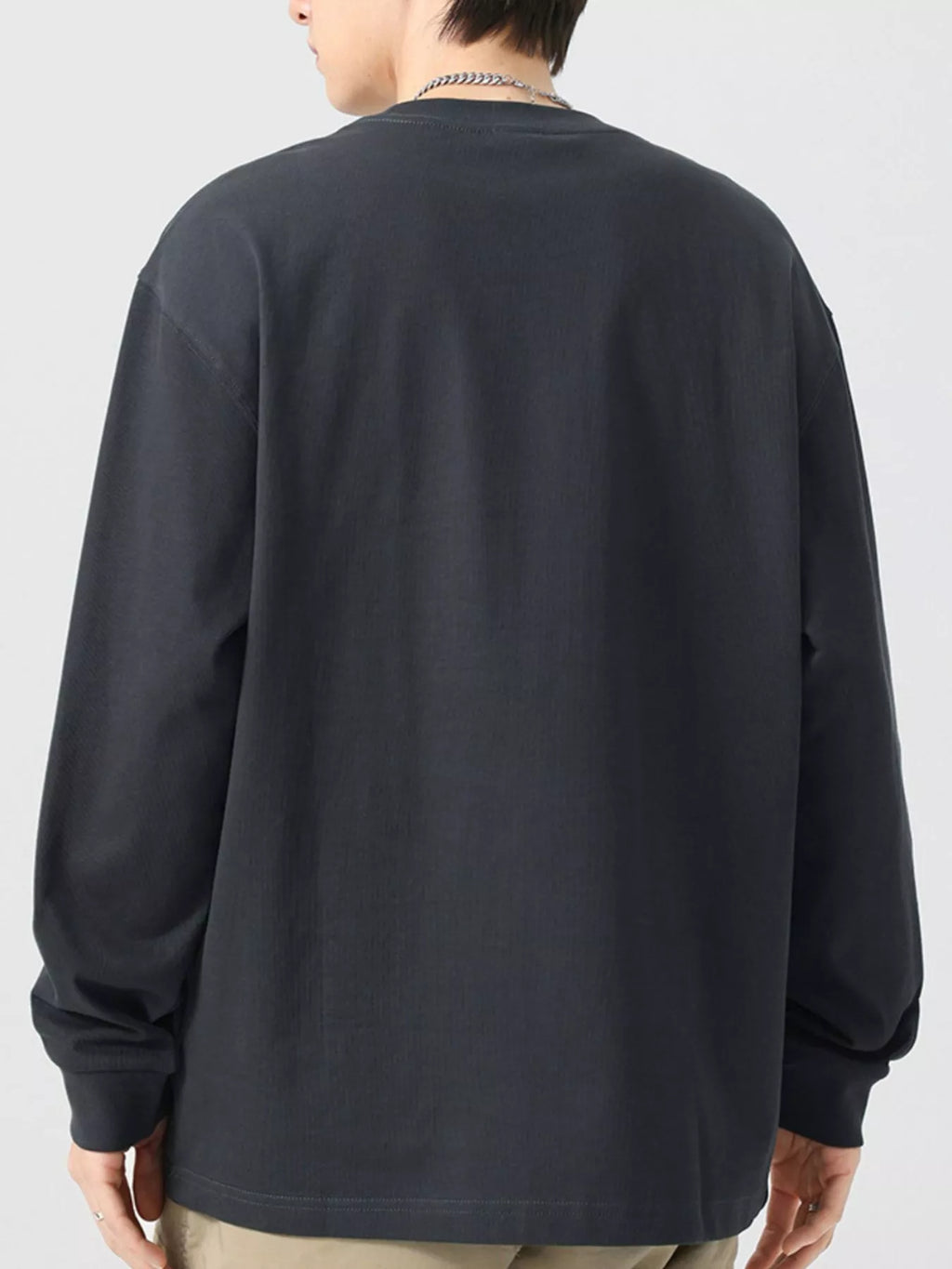 Plus Size Round Neck Long Sleeve T-Shirt in Military Green for Men