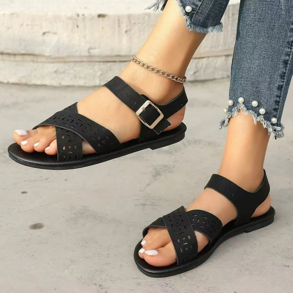 Crisscross Strap Flats Sandals in Light Brown for Women