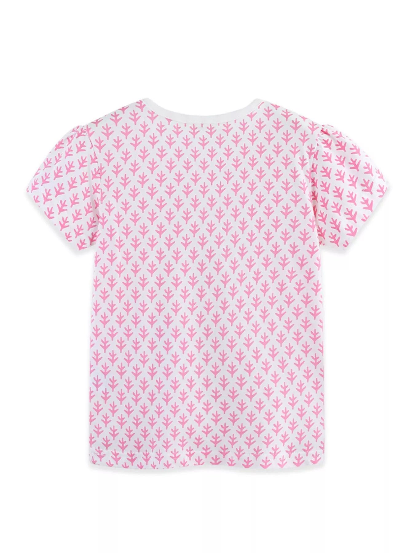Seahorse Print Short Sleeve T-Shirt in Blush Pink for Girls