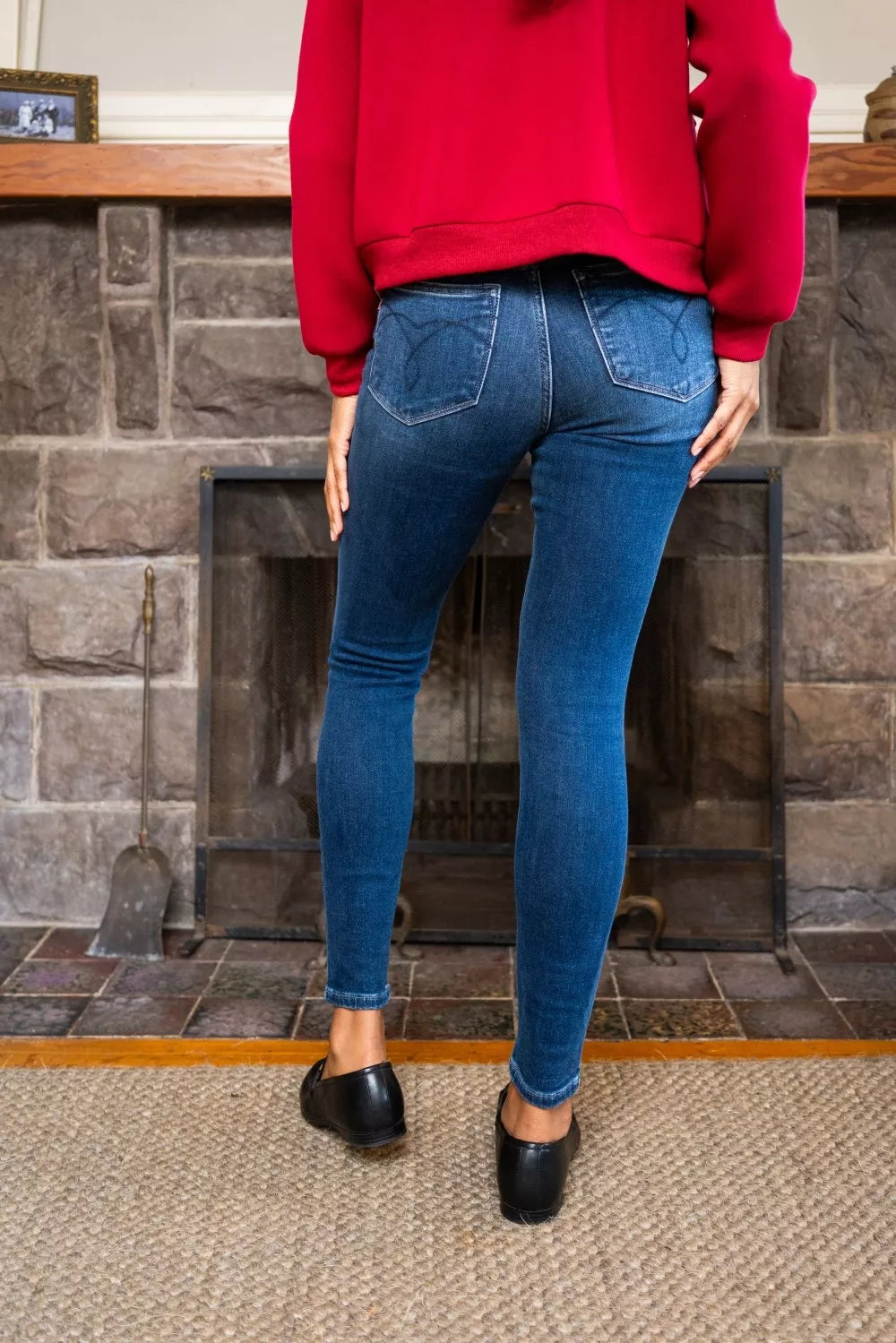 Washed Thermal Skinny Jeans Plus Size in Dark for Women