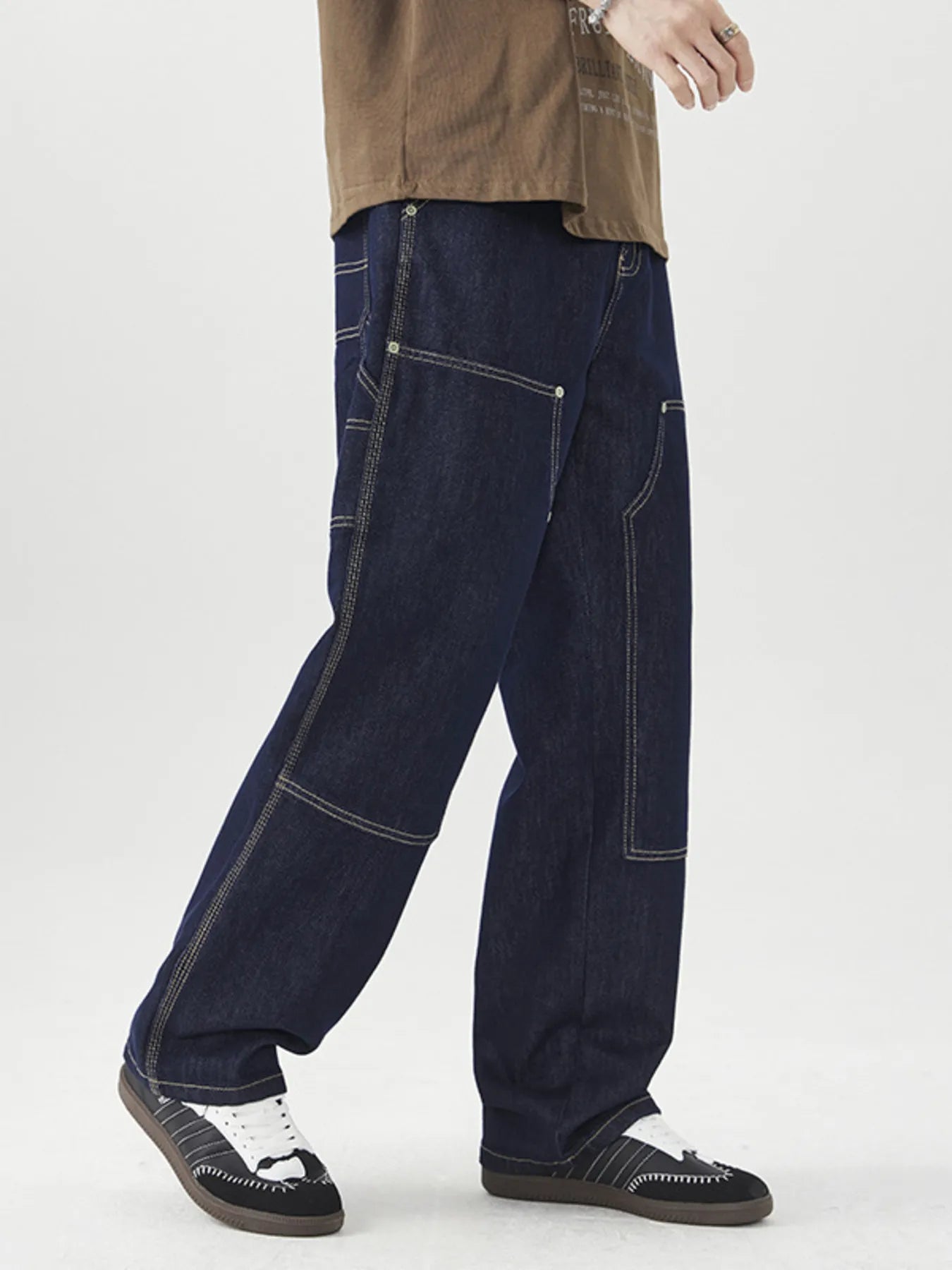 Wide Leg Jeans in Dark Navy for Men