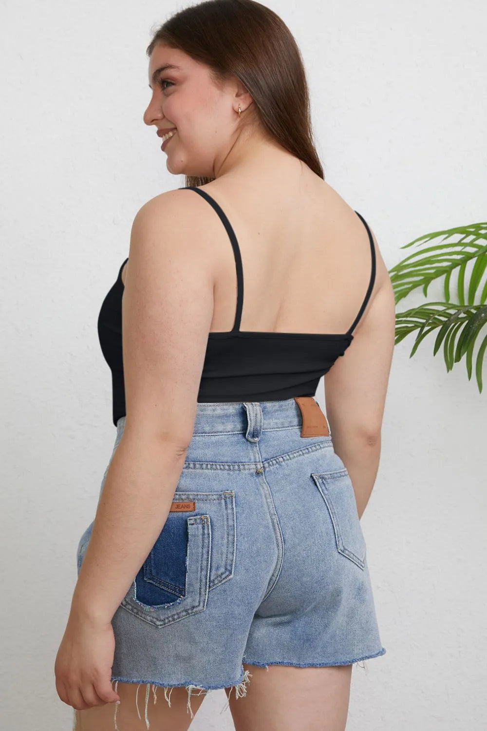 Round Neck Slim Cami Plus Size in Light Green for Women