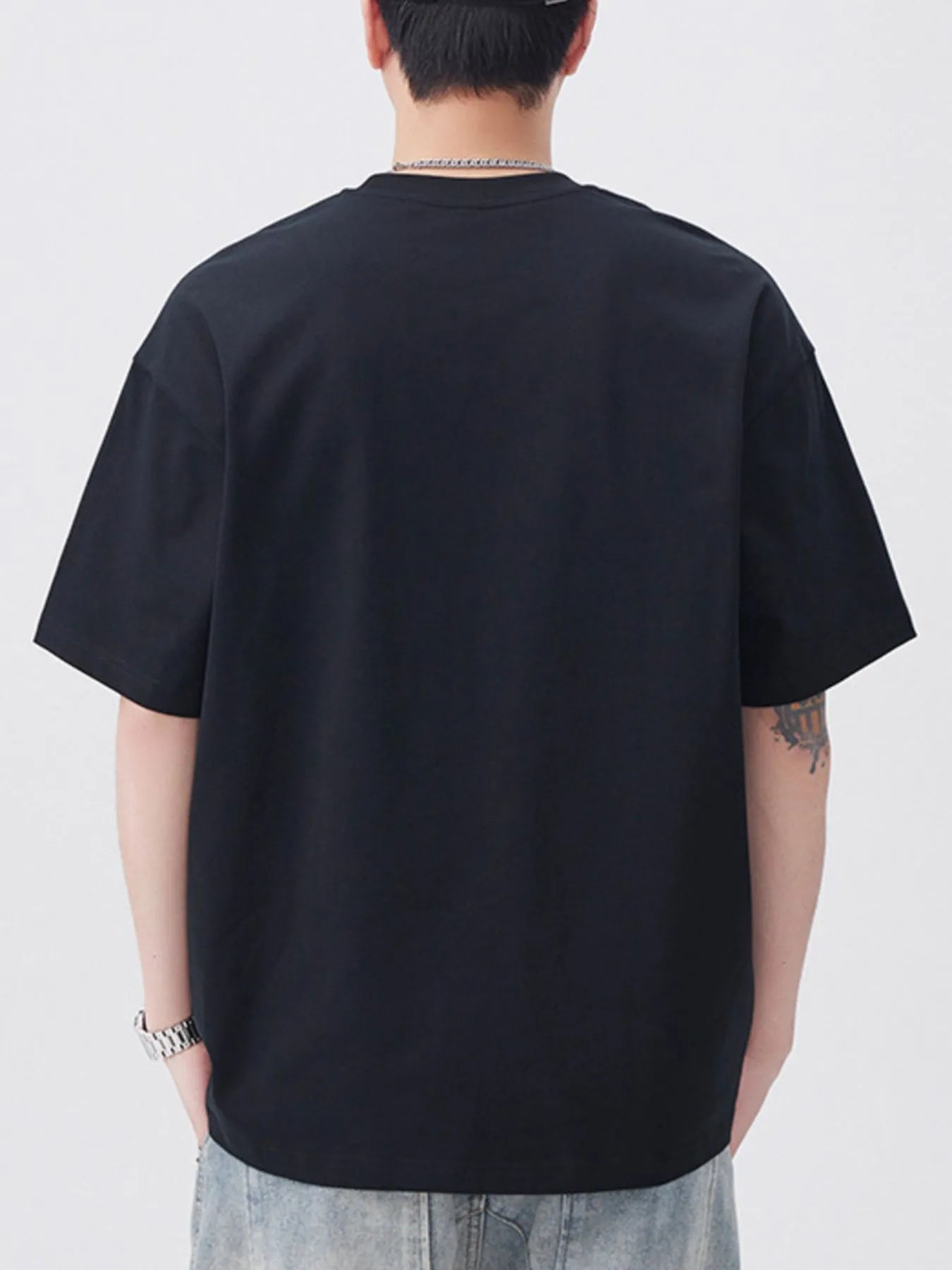 Plus Size Round Neck Short Sleeve T-Shirt in Off-White for Men