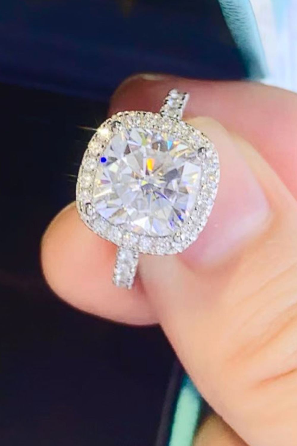 3 Carat Moissanite 925 Sterling Silver Square Ring in White for Women
