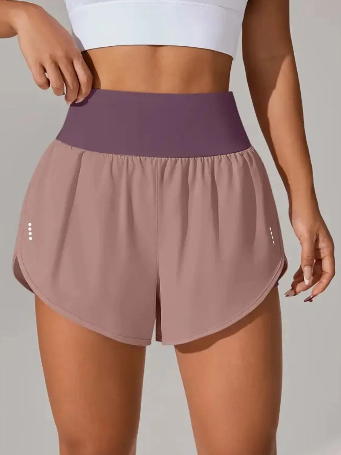 Pocketed High Waist Active Shorts in Light Blue for Women