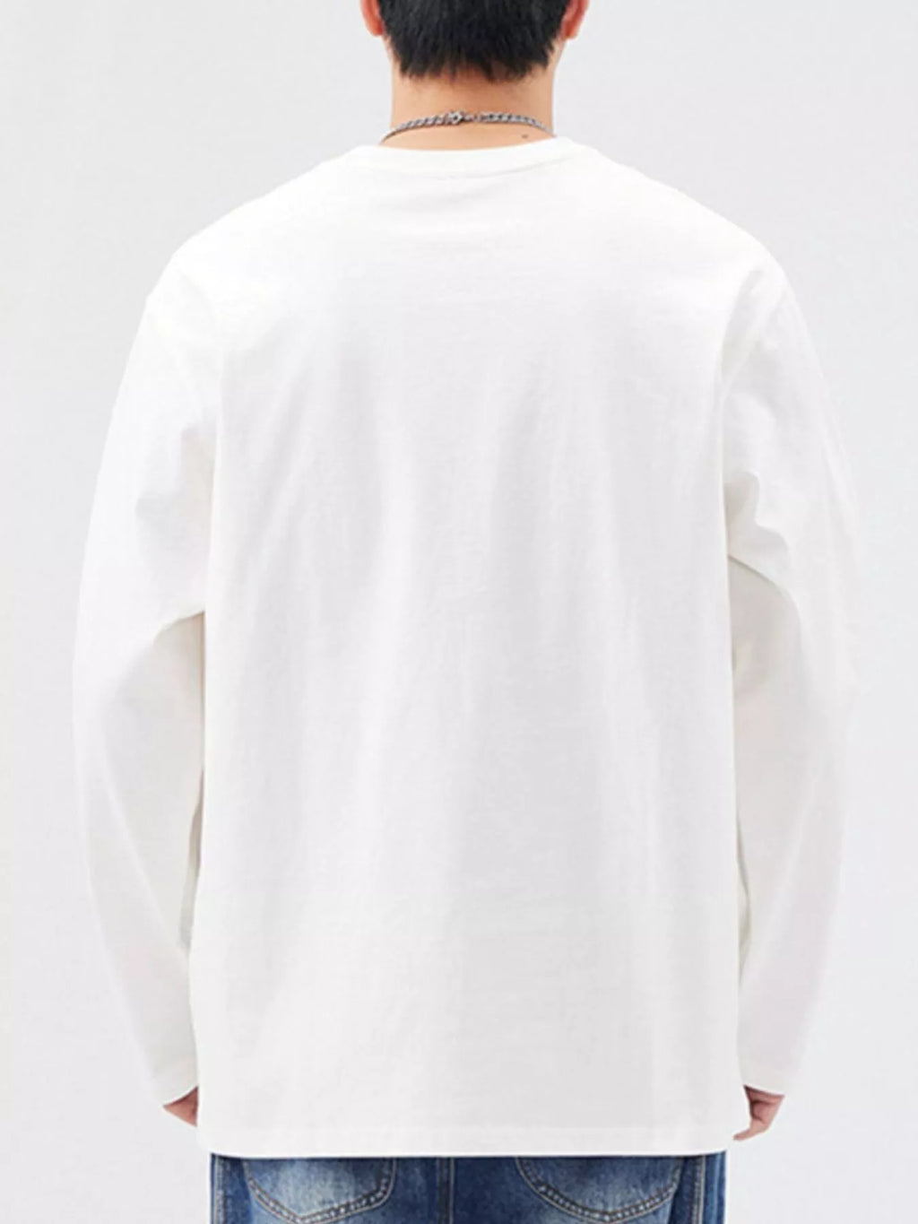 Plus Size Round Neck Long Sleeve T-Shirt in Khaki for Men