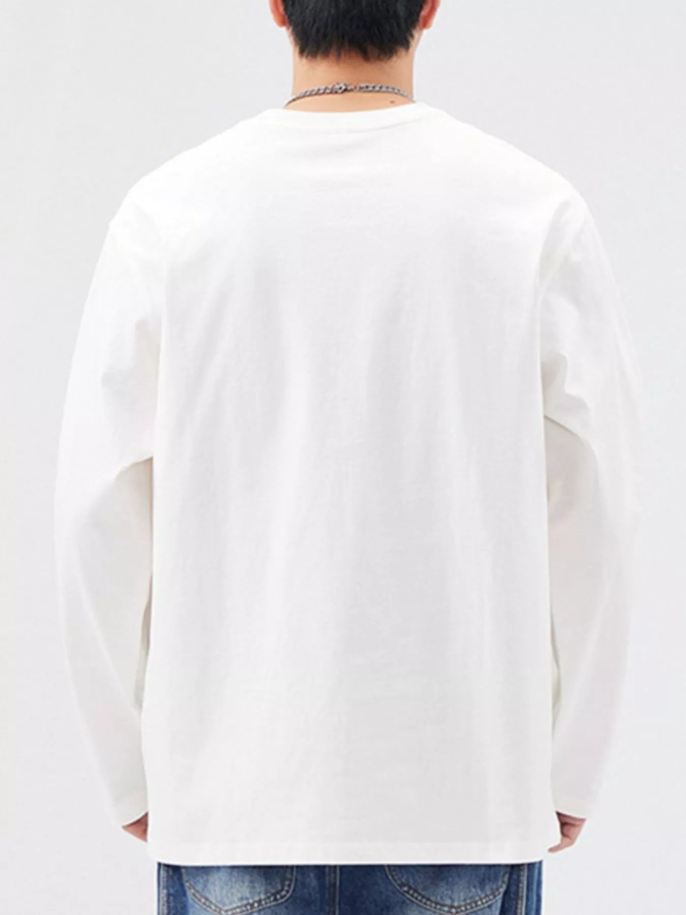 Plus Size Round Neck Long Sleeve T-Shirt in Khaki for Men