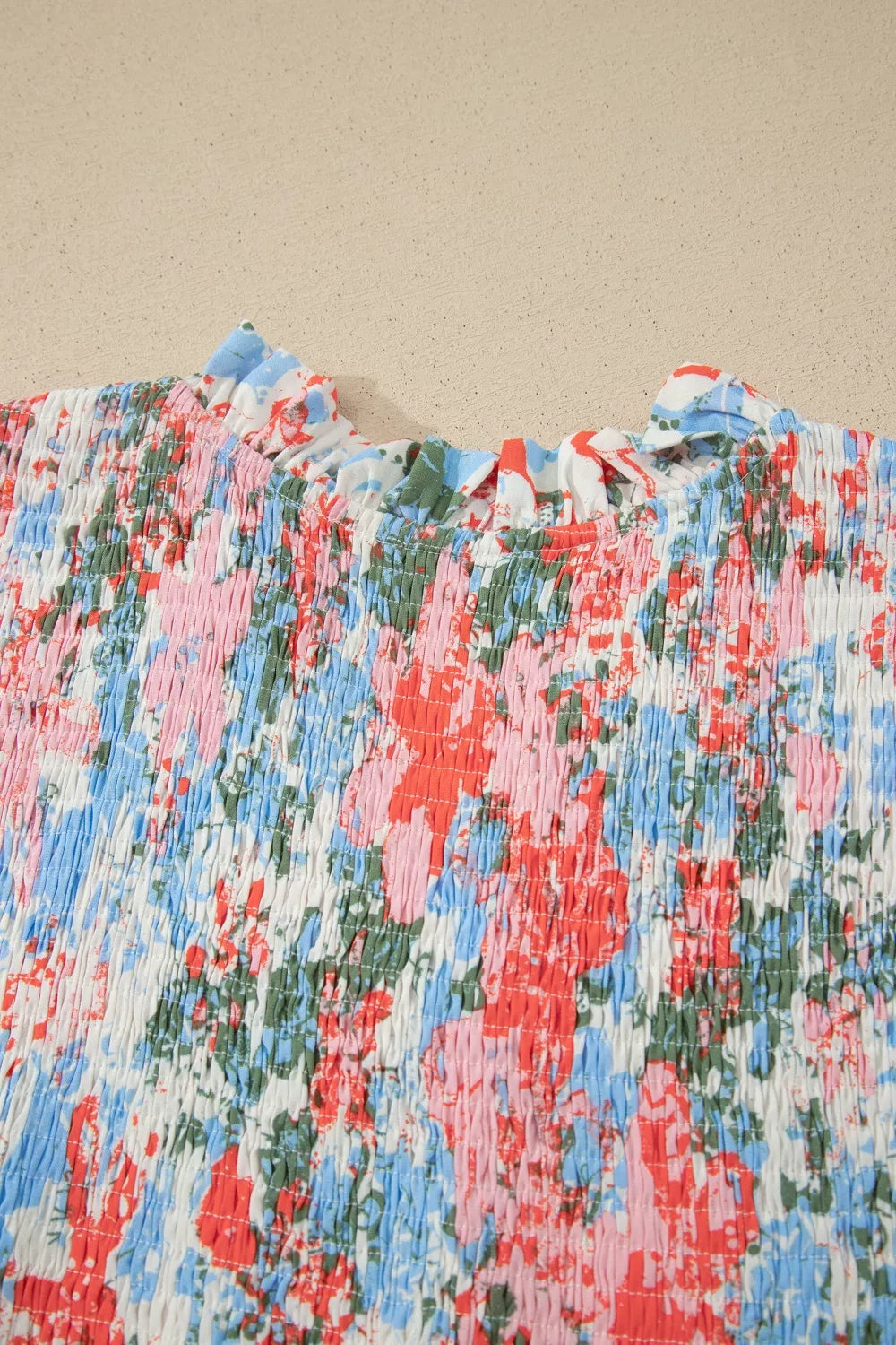 Floral Print V-Neck Contrast Trim Flutter Sleeve Long Dress for Women