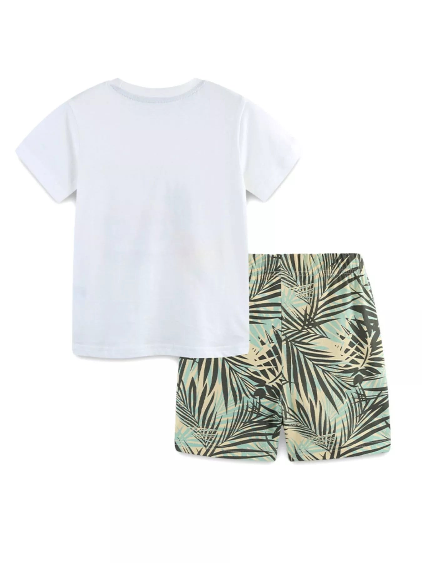 Animal Graphic Tee and Shorts Set in White for Boys