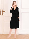 Plunge Tie Front Night Dress in Black for Women