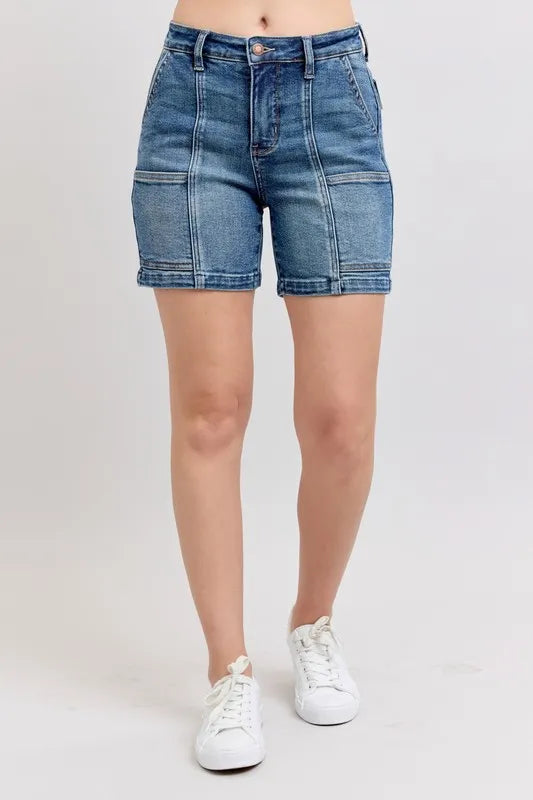 High Rise Denim Shorts Plus Size in Medium for Women