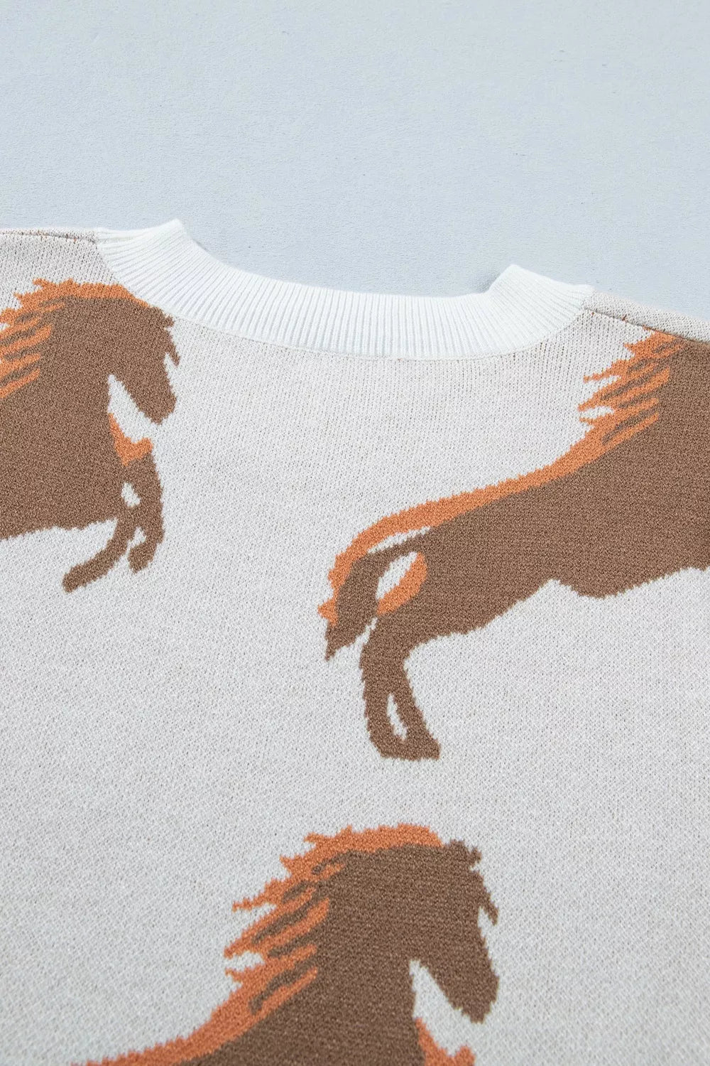 Western Horse Short Puff Sleeve Sweater for Women