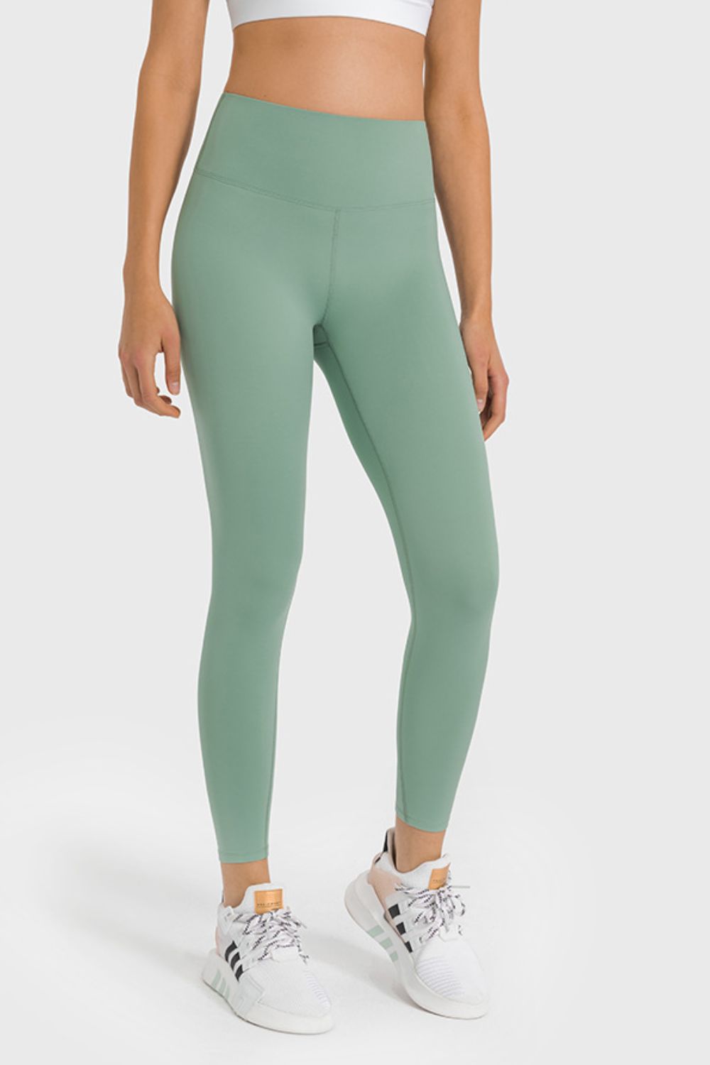 High Waist Ankle-Length Yoga Leggings in Black for Women
